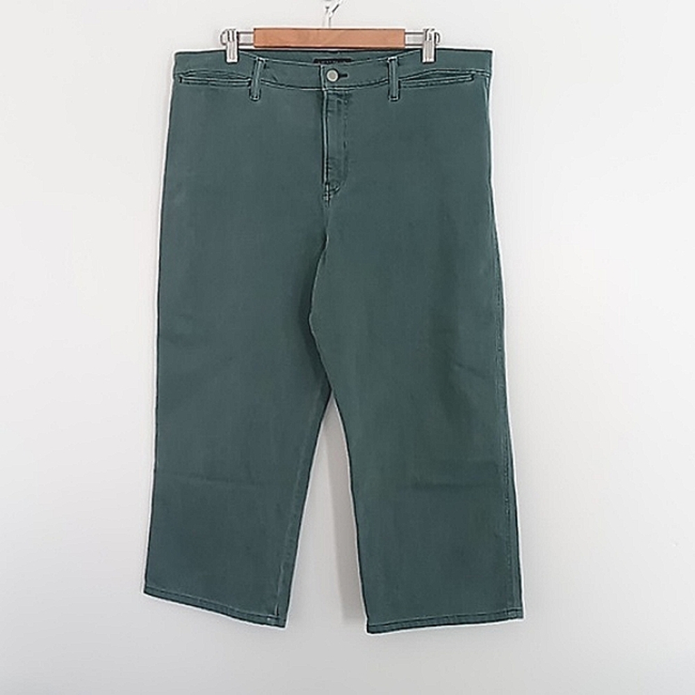 Lucky Brand Green Mid Rise Wide Leg Crop Jeans Women's‎ Size 18/34 Pre-owned